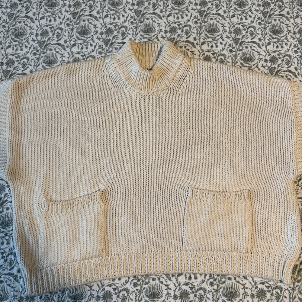 Babaa No 20 in Natural Cotton - 100% cotton cropped sweater